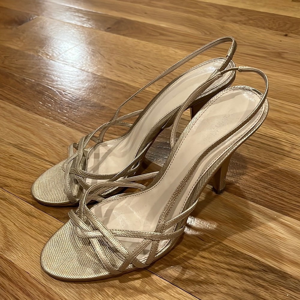 Calvin Klein Gold Slingback Skinny Heels 8.5